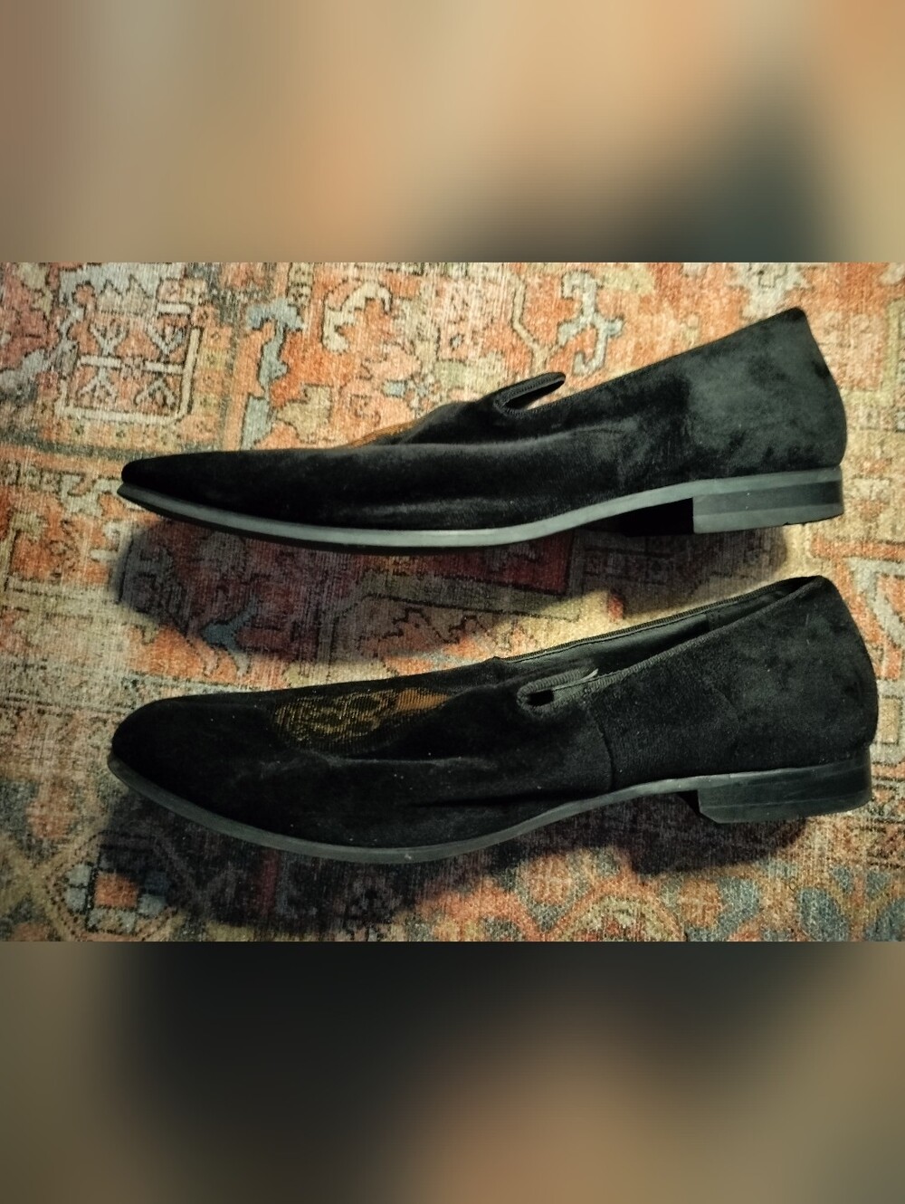 Inc. Concept Nova Black Velvet Men's Nova Gold Sequin Skull Loafer Slipper 10.5 - Picture 3 of 8